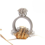Handmade 3D Pop Up Diamond Ring Birthday Cards Creative Greeting Cards Papercraft (Diamond Ring)