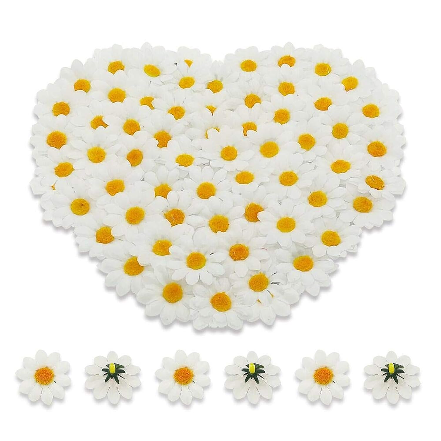 Artificial Daisy Heads 100Pcs Fake Daisy Petals White Gerbera Daisies Flowers Head For Diy Garland Craft Birthday Wedding Party Easter Bonnet Home Decoration