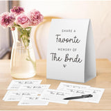 Share A Memory Of The Bride Cards (1 Sign + 50 Cards), Wedding Shower Games, Bridal Shower Games, Minimalist Bridal Shower Memory Sign And Cards-Samb01