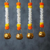 Gajra Marigold Garland Diya For Wall Hangings Decoration | Artificial Flowers Tealight Candle Holder For Indian Pooja, Home Mandir Entrance, Diwali Gift, Wedding, Mehndi Backdrop - 20X3 Inch (Pack 1)