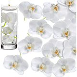 20 Pcs White Artificial Orchid Flower For Floating Candle Centerpieces, Faux Flower Head And Stem Diy Crafts Bouquet For Bridal Bouquets Flower Arrangements Table Centers Home Decor.