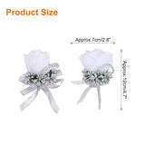 uxcell 3 Wrist Corsage and Boutonnieres Set Handmade Corsages for Wedding, White/Silver