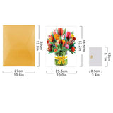Dociday Paper Flower Bouquet Card, 13 Inches 3D Tulip Pop Up Greeting Cards For Mothers Teachers Day Birthday Gift With Envelope And Note Card