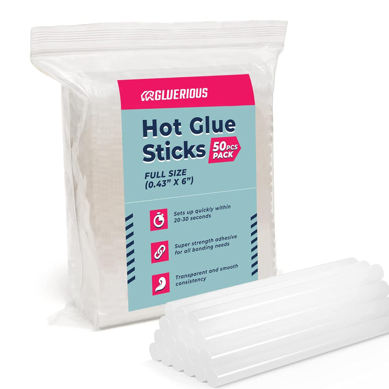 50Pcs Full Size Hot Glue Sticks For Large Glue Gun, 0.43X6 Inches Large Glue S