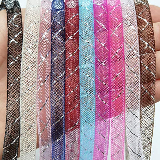 Assorted 13 Colors 26Yards Solid Mesh Tube Deco Flex For Wreaths Craft