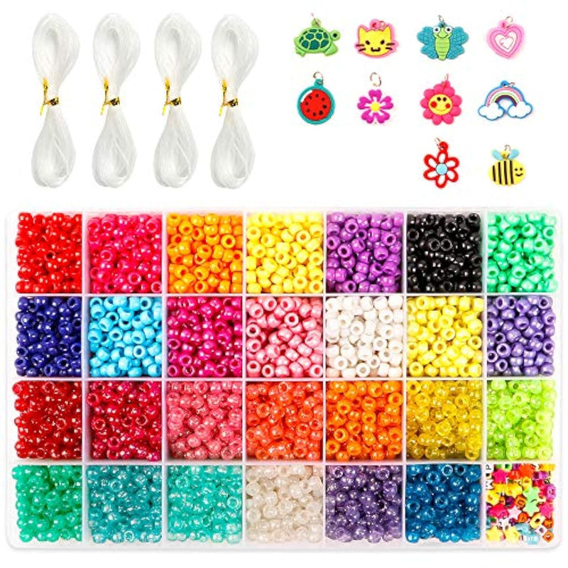 Pony Beads, 4,600 Pcs 9Mm Pony Beads Set In 27 Colors With Letter Beads, Star Beads And Elastic String For Bracelet Jewelry Making By