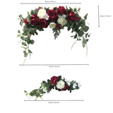 Wedding Arch Flowers,3Pcs Set White Rose Decorative Floral Swags, Artificial Greenery Eucalyptus Leaves Flower For Sheer Drapes, Wedding Chair, Arbor, Wedding Ceremony And Reception Arrangement