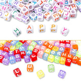 1400PCS Cube Alphabet Beads in 5 Colors with String for DIY Bracelets & Jewelry