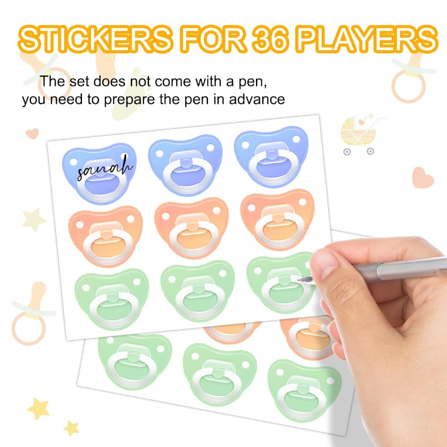 Winnie Baby Shower Party Games-Pooh Baby Shower Decorations-Winnie Baby Shower Pacifier Games-Baby Shower Party Favors And Game