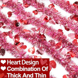 2 Strings Total 66 Feet Valentines Heart Tinsel Garland Decorations Red Pink Twist Garland Metallic Streamer Valentine'S Day Decorations Home Tree Indoor Outdoor Wedding Hanging Decor
