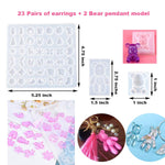 229Pcs Diy Jewelry Casting Molds Tools Set More Than 120 Designs Contains 8 Silicone Jewelry Resin With 70 Designs,1 Earring Molds With 25 Designs,2 Necklace Bear Molds,3 Diamonds Mold