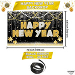, Large Happy New Year Banner - 72X44 Inch | New Years Decorations 2025 | Happy New Years Backdrop For Happy New Year 2025 Decorations | Nye Decorations 2025, New Years Eve Party Supplies 2025