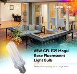 65W CFL Bulb E39 Mogul Base 6500K Daylight 300W Equivalent Quad Tube 4U Security Light 2 Pack