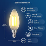 40W Equivalent LED Chandelier Light Bulbs Dimmable Amber E12 Candelabra 6 Pack