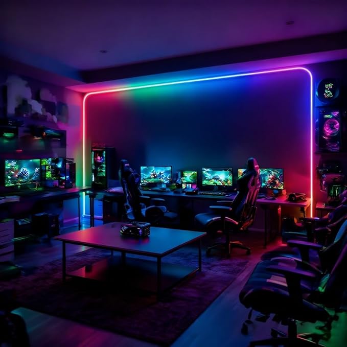 16.4FT USB Powered LED Rope Lights Music Sync Chasing Neon Light for Game Room Bedroom Living Room Wall Decor