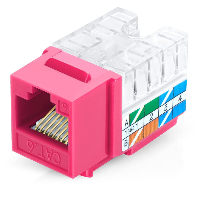 90° Angled Cat6/5E Keystone Jack In Pink - Slim Profile Rj45 Ethernet Connecto