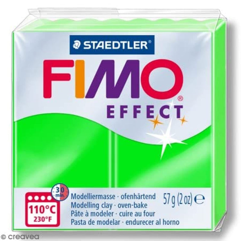 8010-501 Fimo Effect Oven-Hardening Polymer Modelling Clay - Neon Green (57G)