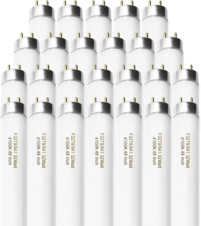 25 Pack F32T8 Fluorescent Tube Light Bulbs 4FT 32W 4100K Cool White G13 Base