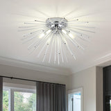 Sputnik Flush Mount Ceiling Light Fixture, 6-Light Chrome Firework Ceiling Lights, 19.6" Modern Chandeliers Close To Ceiling Lamp For Bedroom Kitchen Hallway Entryway, G9 Socket