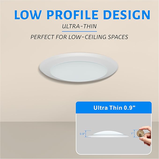 10 Pack 6 Inch LED Disk Lights 5000K Daylight Dimmable Flush Mount Downlights
