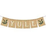Yule Burlap Banner Rustic Christmas Mistletoe Hanging Banner Pre-Assembled Xmas Bunting Garland Celebration Hanging Decorations For Christmas Party Supplies Home Decoration