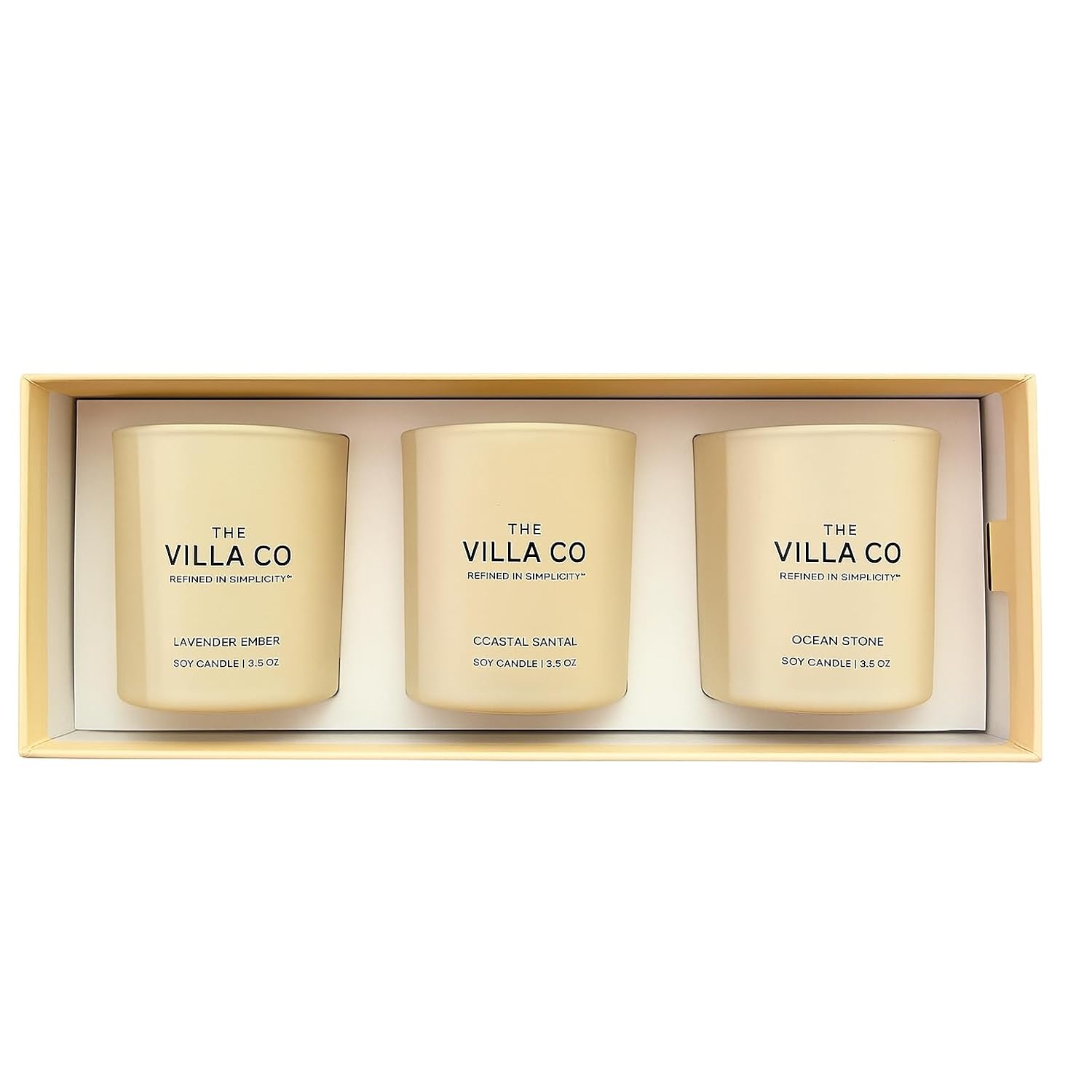 3 Candle Luxe Box Gift Set | Ocean Stone | Lavender Ember | Coastal Santal | 3.5Oz Each | Poured In The Usa |
