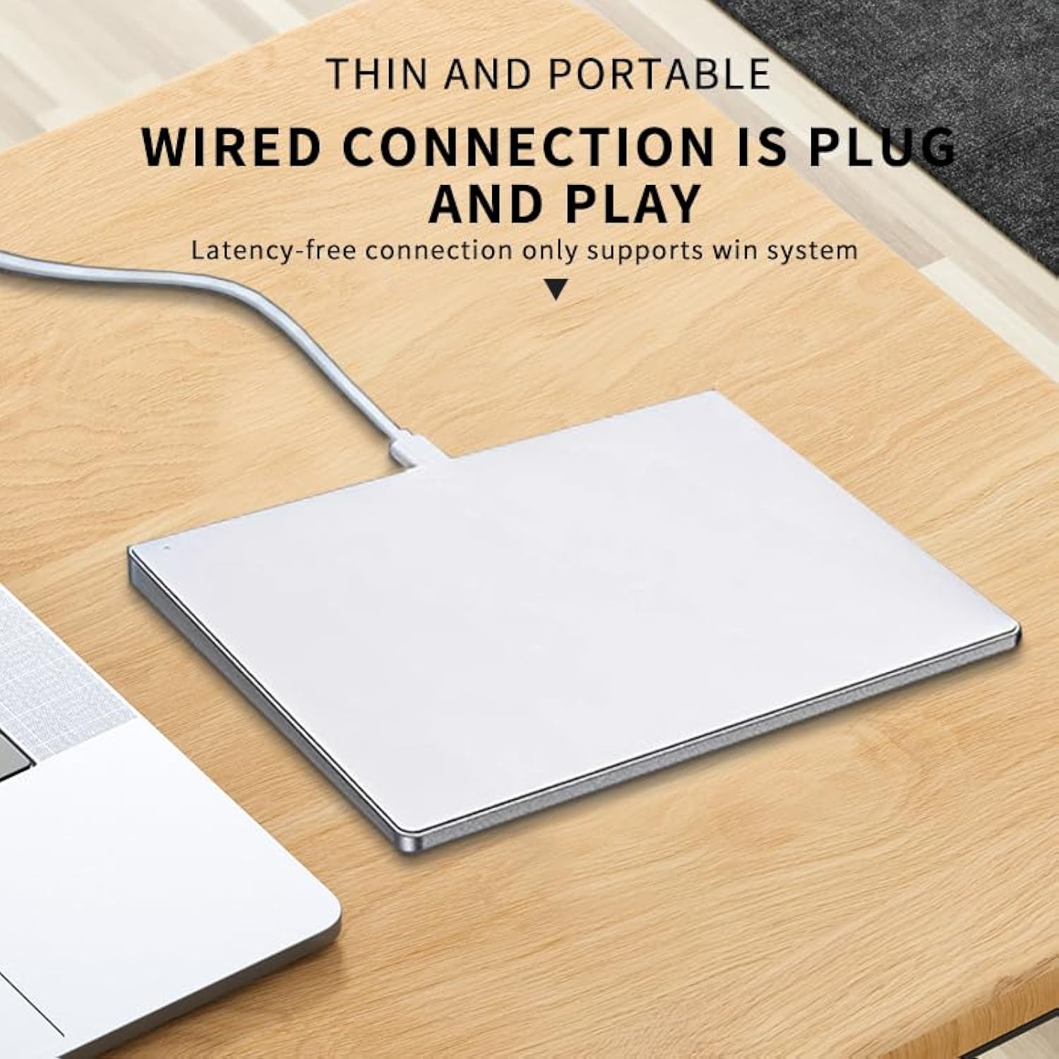 Wired Touchpad Supports Multi Gesture Control, Wired Trackpad Mouse With Multi-Touch Navigation Glass Touch Surface + Aluminum Alloy Shell For Windows 7/10/11 Laptop Notebook Computer (Silver)