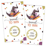 Halloween Party Game Scratch Off Cards (32 Pcs) - Funny Activity For Groups, Kids, Adults - Witch Hat Themed Games, Vouchers, Raffle Prizes, Tickets
