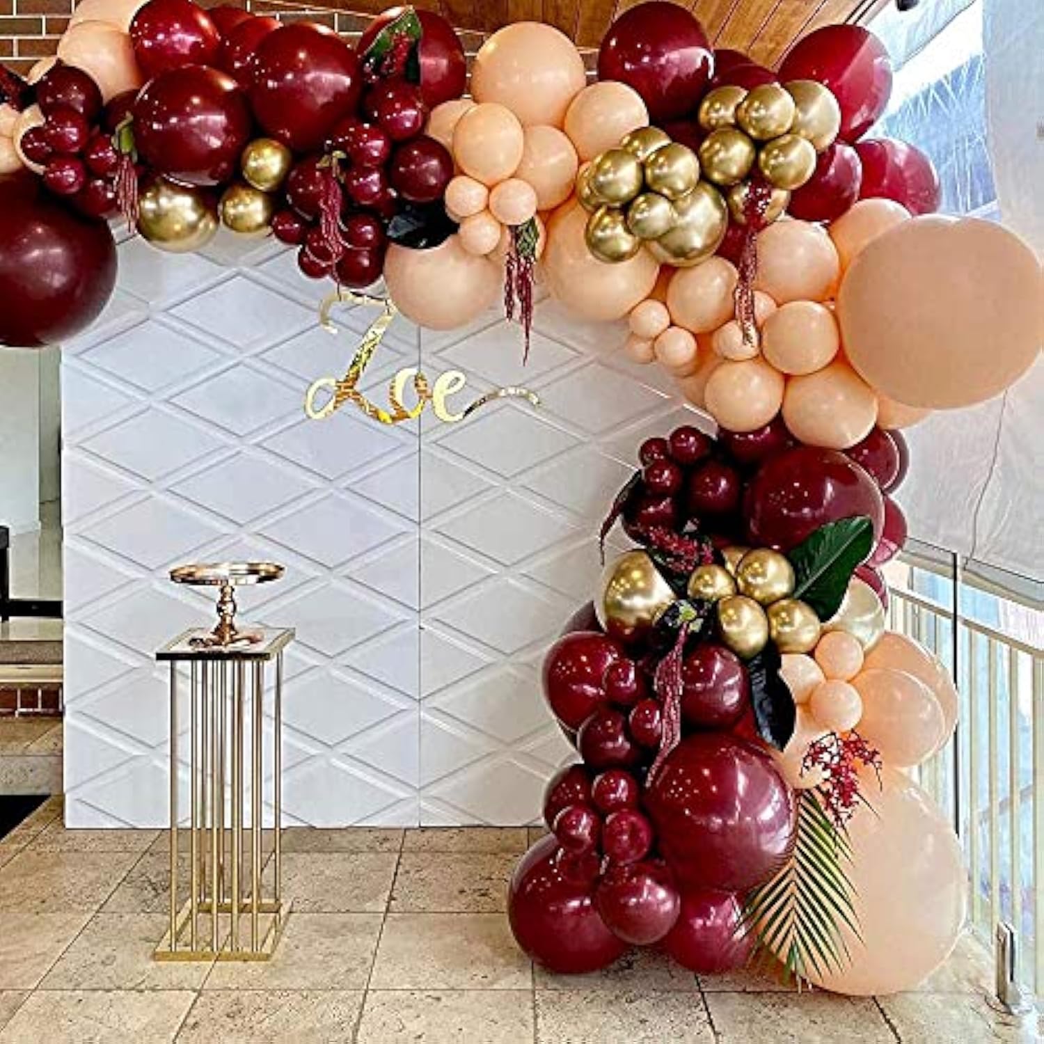 138Pcs Burgundy Balloon Garland Arch Kit Burgundy Balloons Blush Ballo