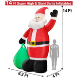 14 Feet Giant Christmas Inflatable Decorations Outdoor Santa Claus With Gift Bag Led Lighted Blow Up Yard Decor For Lawn