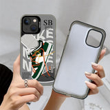 Vintage Sports Shoes Case Compatible With Iphone 13/14, Cool Brand Funny Sb Sneaker Phone Case For Boys Girls, Non-Slip Shockproof Protective Rubber Cover Grey