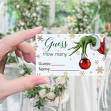 How Many Candies Are In The Jar Christmas Theme Party Sign, Snowflake Decorations Theme Party Card Kit (1 Sign & 50 Guessing Cards), Festive Activities Party Card-23