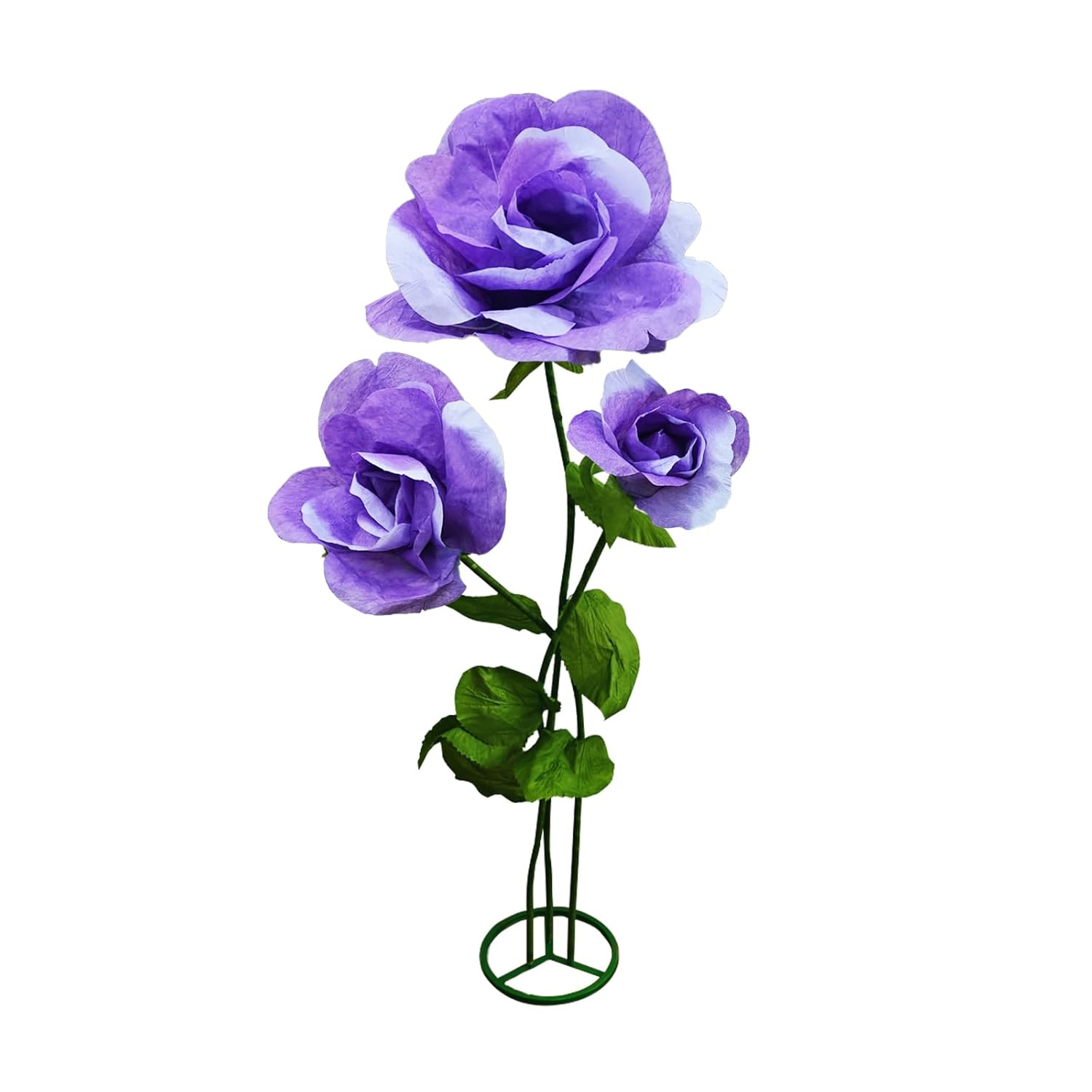 Giant Artificial Flower 3Pcs 3D Realistic - Waterproof Fake Flowers Durable Easy Maintenance Perfect For Home Garden Weddings Events Christmas Graduation Party Decorations (3Pcs-Roses-Purple)