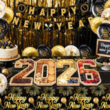 2026 New Years Eve Party Kit with Numbers, Balloons, Banner, and Table Decor
