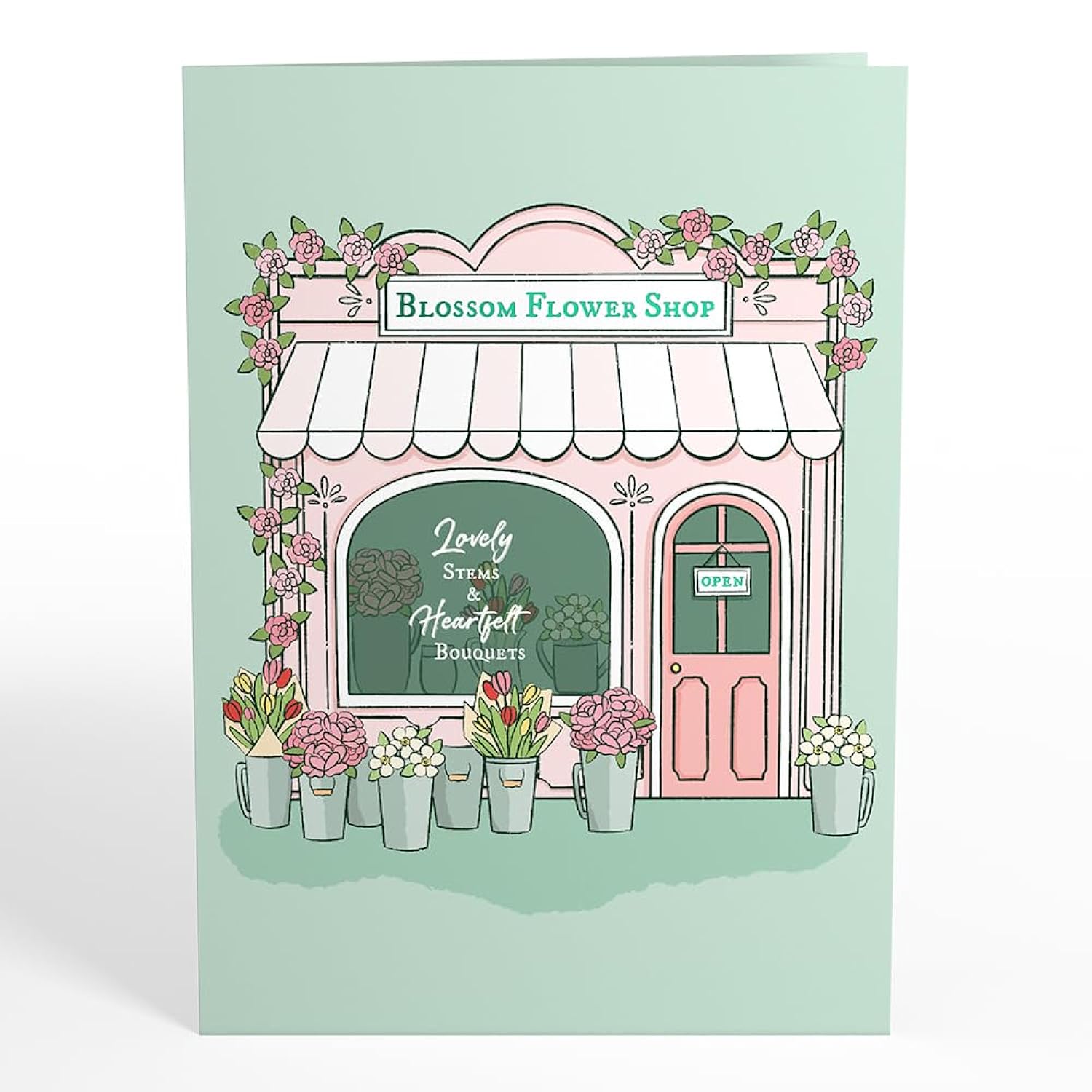 Love Pop-Up Card With Mini Bouquet For Her And Him - 3D Greeting Cards For Boys, Girls, Men, Women - Blossom Flower Shop - 5" X 7" Card - Blank Notecard & Envelope Included