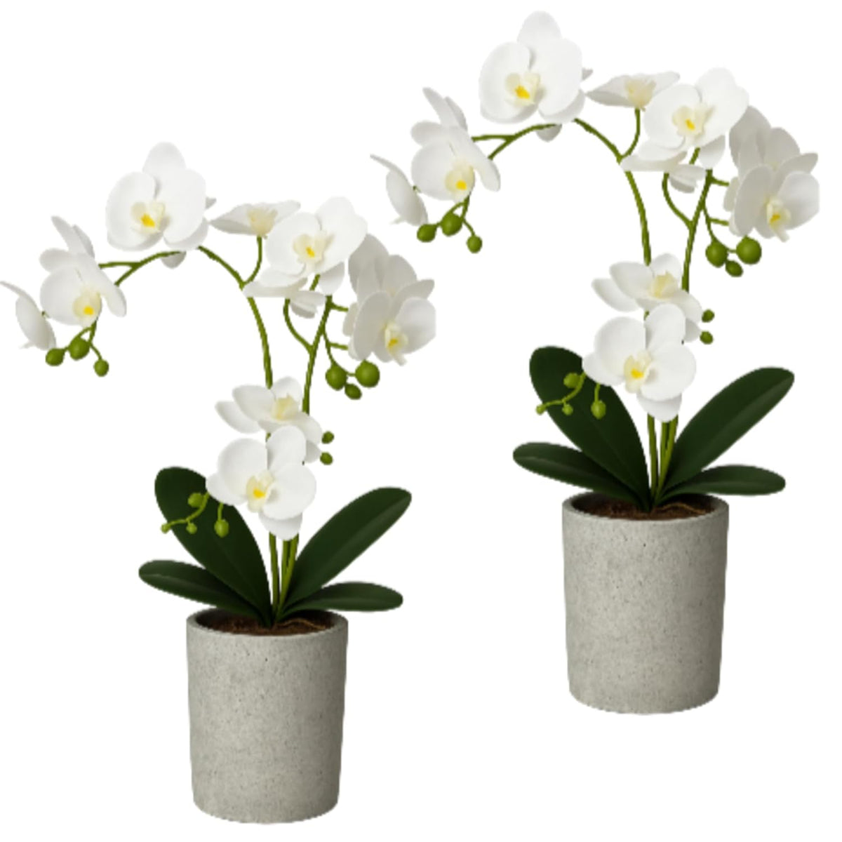 2 Pcs Fake Orchids Flowers In Pot Faux Orchids Artificial Floral Phalaenopsis With Vase For Home Wedding Table Centerpiece Bathroom Indoor Room Office Desk Decoration