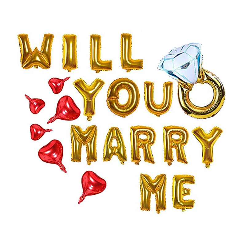 Will You Marry Me Letter Balloons Banner, 16Inch Gold Letter Foil Ball