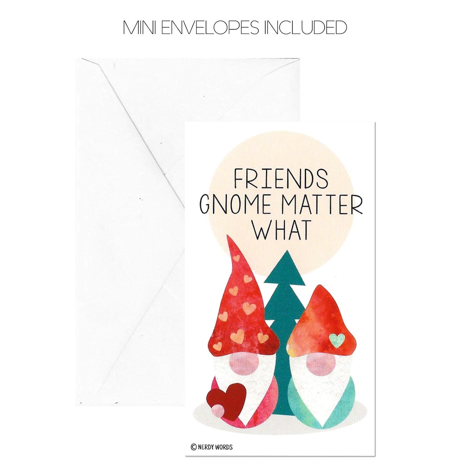 Mini Gnome Valentines (Wallet-Sized Cards With Tiny Envelopes) For Valentine'S Day (Set Of 24)