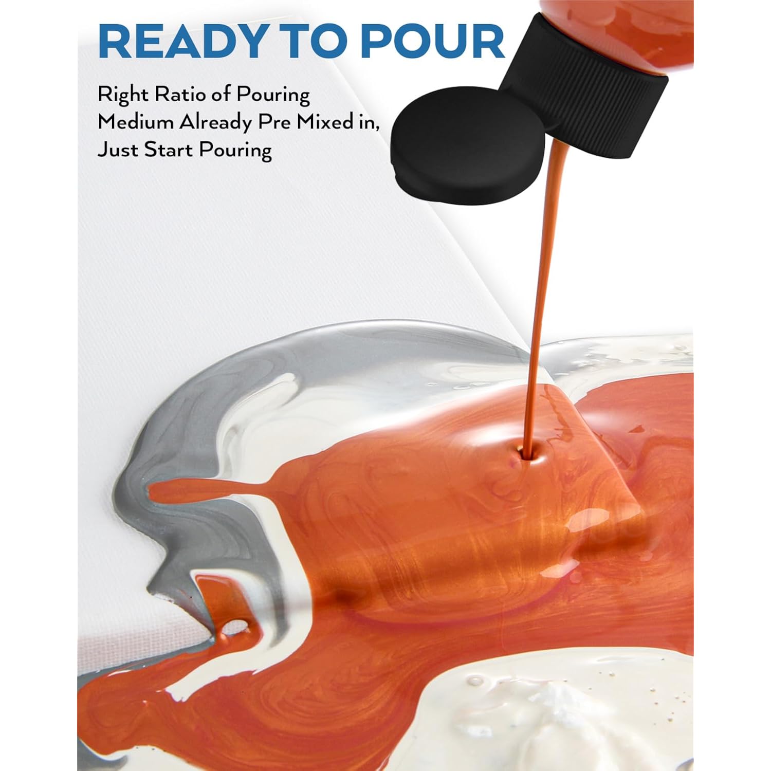 8 Colors 8.45Oz Metallic Acrylic Pour Paint Supplies Kit, Large Volume Ready To Pour Premixed High Flow Pouring Paint Set With Silicone Pouring Oil, Gloves, Instructions For Beginner Diy