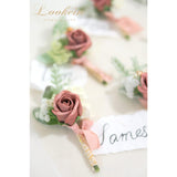 Set Of 2 Wedding Boutonniere For Men Artificial Flowers Wedding Groom Groomsmen Boutonniere For Wedding Ceremony Anniversary Formal Dinner Party, Dusty Rose