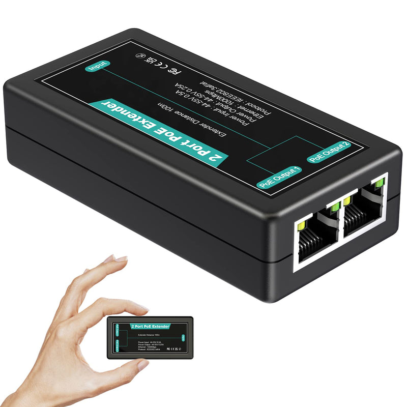 2-Port Gigabit Poe Extender, 1 In 2 Out Indoor Poe Repeater Support Ieee802.3A