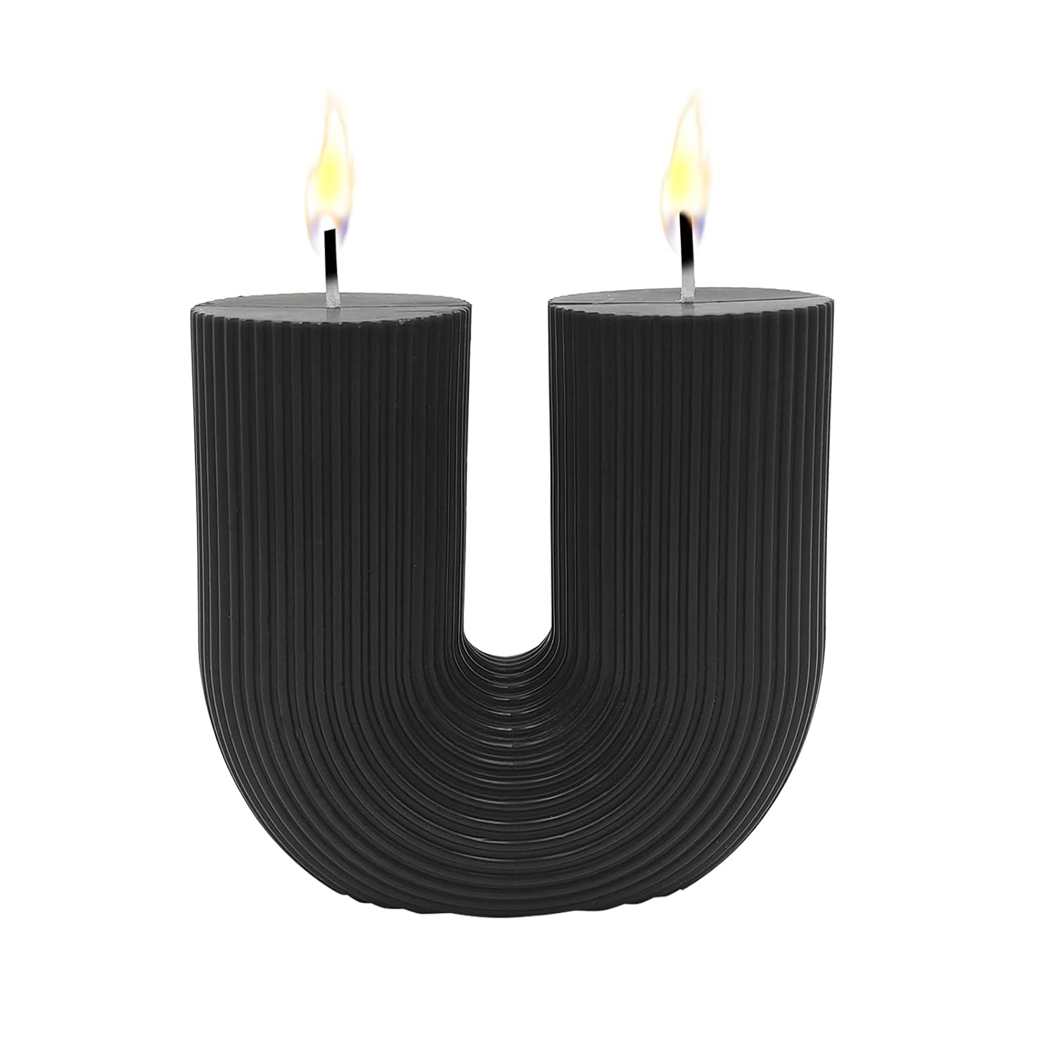 Large U Shaped Candle, Soy Wax Scented Candle Geometric Aesthetic Ribbed Candles Minimalist Shaped For Trendy Home Room Shelf Decor Aesthetic Candles Wedding Birthday