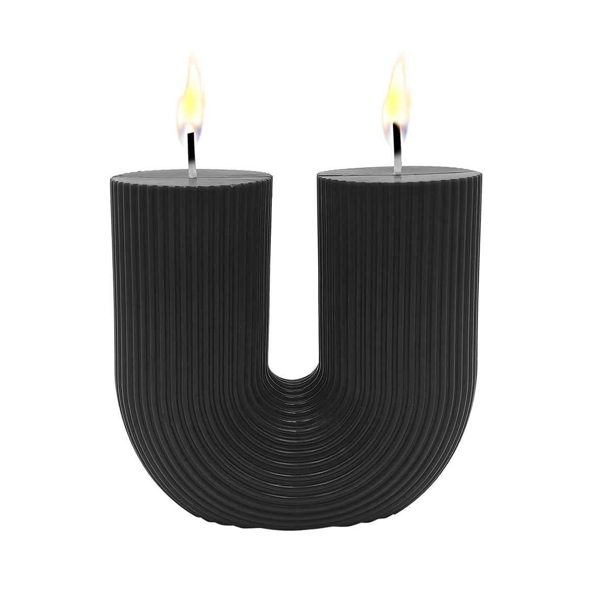 Large U Shaped Candle, Soy Wax Scented Candle Geometric Aesthetic Ribbed Candles Minimalist Shaped For Trendy Home Room Shelf Decor Aesthetic Candles Wedding Birthday