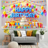 Happy Birthday Banner 71X43 Inch Kids Party Decoration With Cake And Balloons Backdrop For Girl Boys Backdrop Happy Birthday Scene Wall Display For Celebration Outdoor Patio Lawn