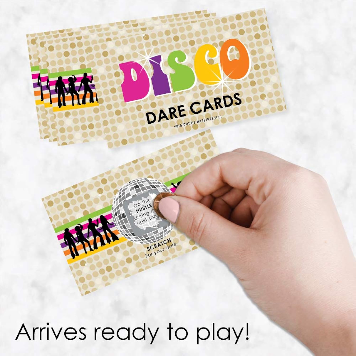 Big Dot of Happiness 70's Disco - 1970's Disco Fever Party Game Scratch Off Dare Cards - 22 Count