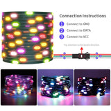 32.8Ft Ws2812B Rgb Addressable Black Wire Fairy Lights With Controller,Waterproof Dream Color Christmas String Lights Fo
