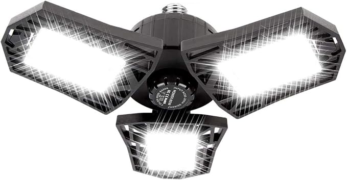 LED Garage Light 6000 Lumen 6500K Daylight 60W Three Leaf Ceiling Light for Garage Workshop