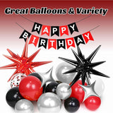 Red And Black Birthday Party Decorations, Red Black White Metallic Silver Foil Balloons Banner Fringe Curtains For 16Th 18Th 21St 24Th 32Th 40Th 50Th 60Th Birthday Decorations For Men