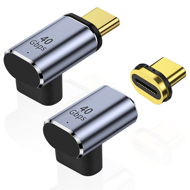 Right Angle Usb-C Male To Usb-C Female Magnetic Adapter (2 Pack), Up And Down