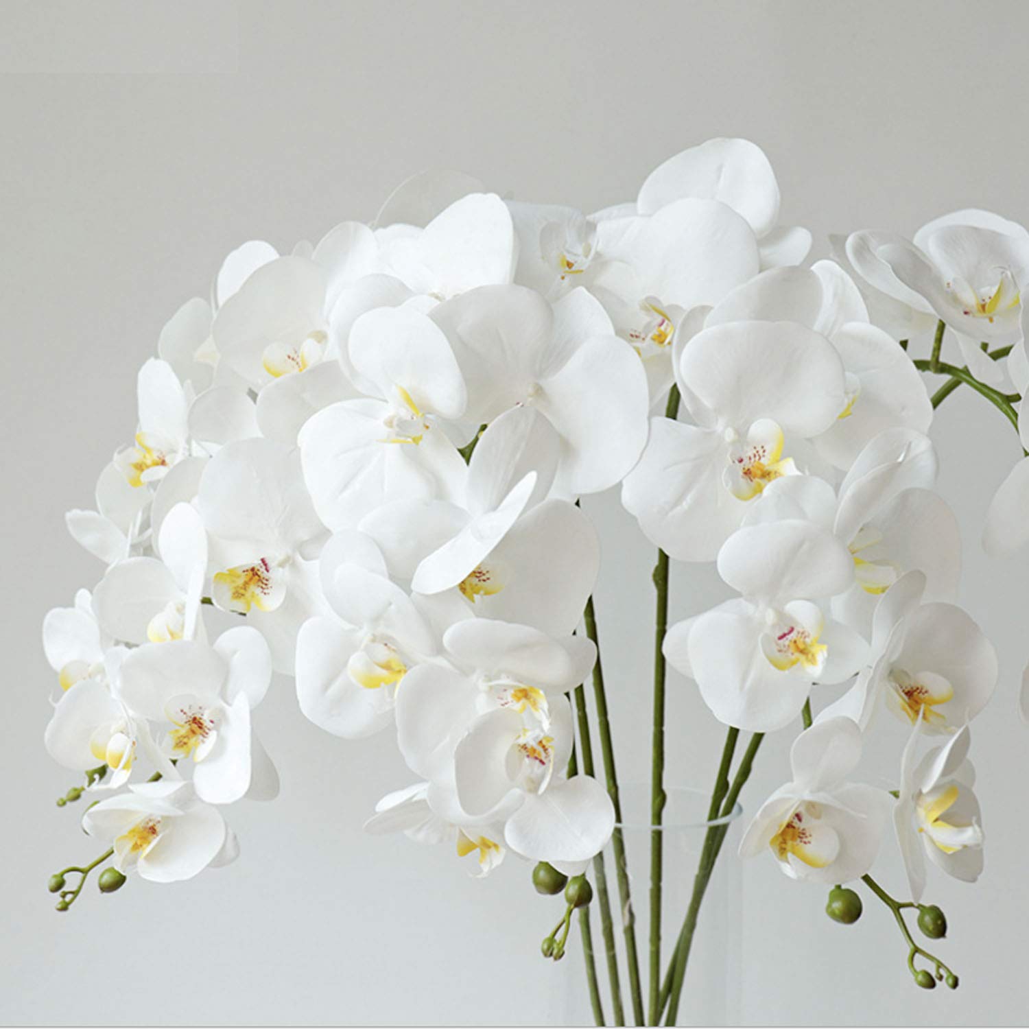 6 Pcs Artificial Phalaenopsis Flowers With 5 Bundles Leaves Artificial Orchid Flowers Stem Plants For Home Décor